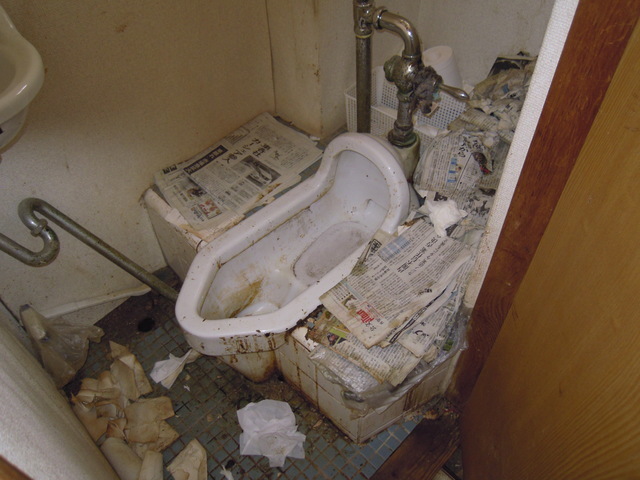 ゴミ屋敷のトイレはかなり汚れているのが現状です。